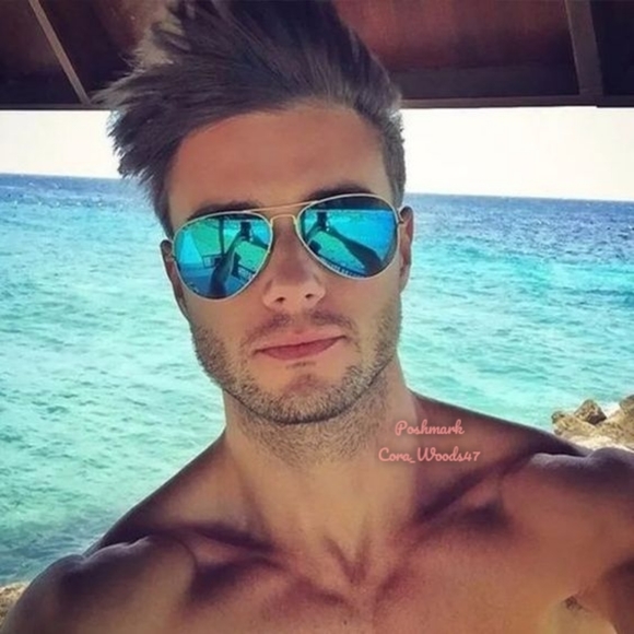 Ray Ban Aviator Blue Flash Lenses RB3025 Gold Frame 58 / 62 Unisex New - Picture 14 of 15